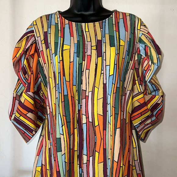 Hottie + Lord Women’s Multicolored Scrunch Sleeve Dress - Picture 2 of 15